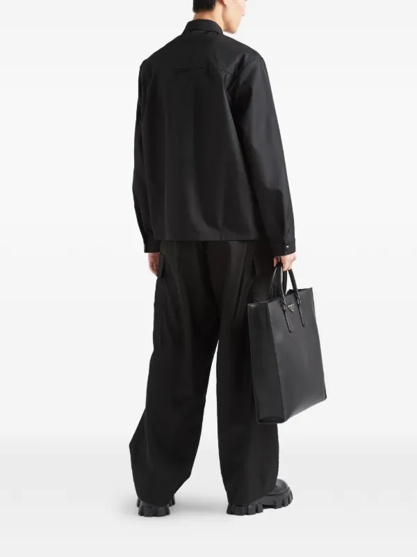 Prada Re-Nylon logo-plaque Shirt | Black | FARFETCH