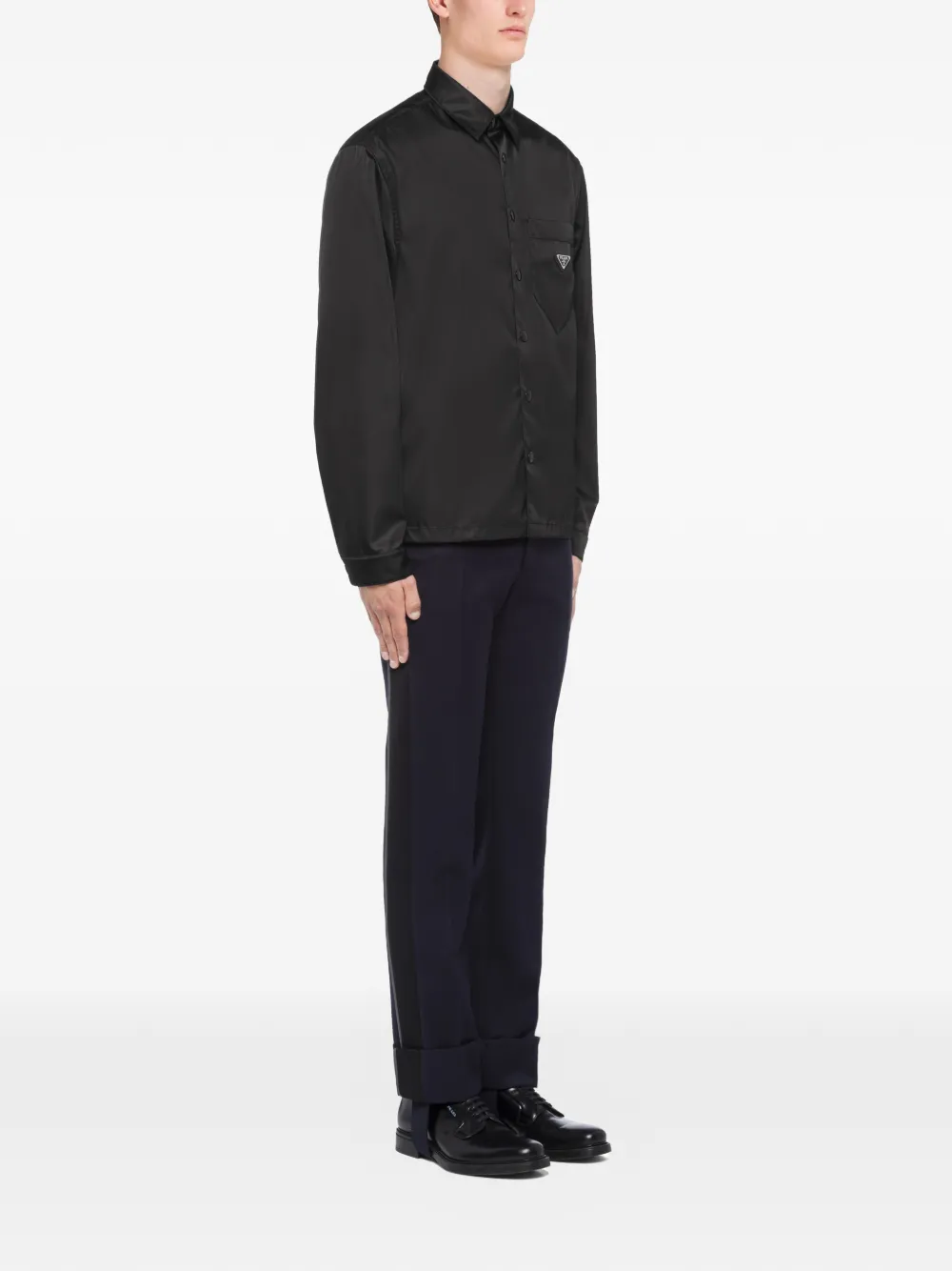 Prada Re-Nylon overhemd met klassieke kraag Zwart