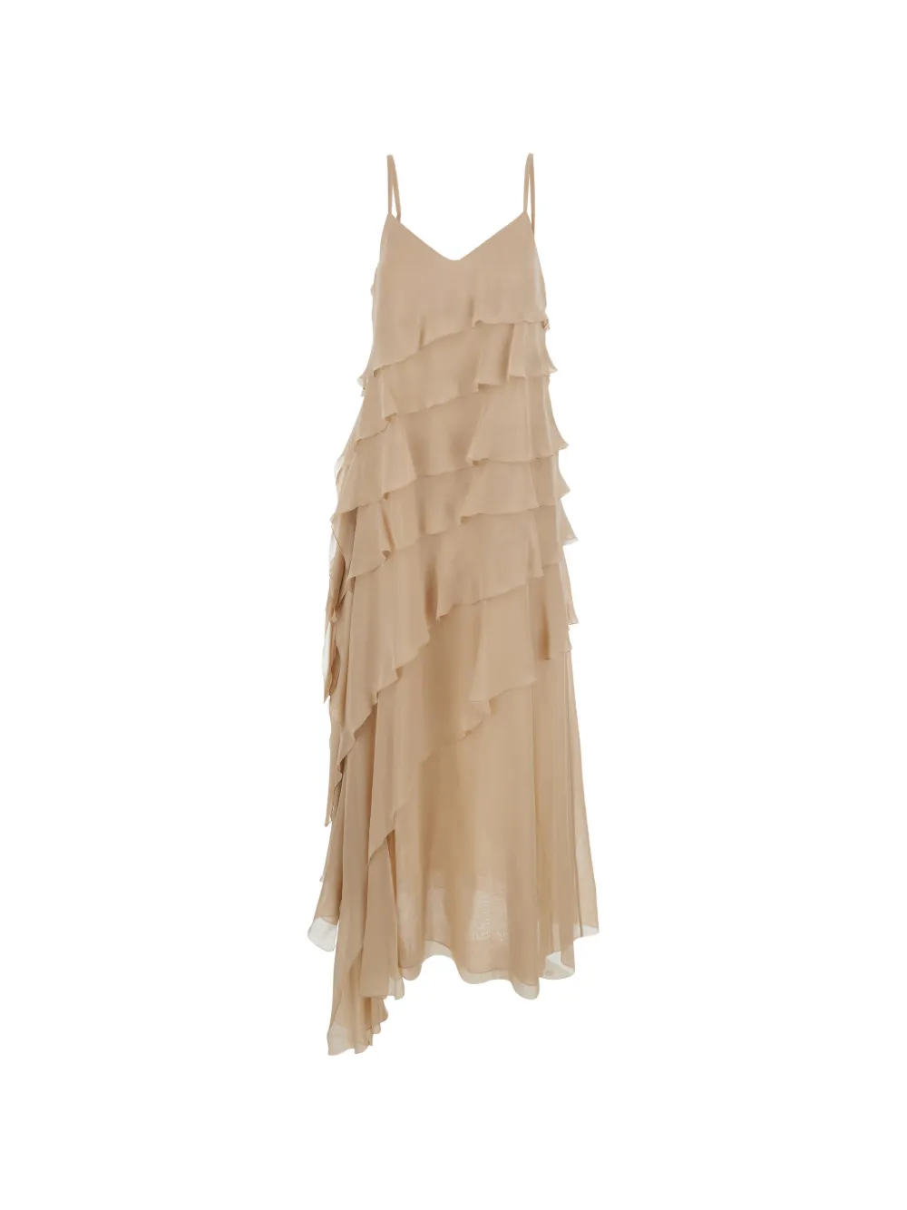 Antonelli ruffled silk maxi dress - Toni neutri