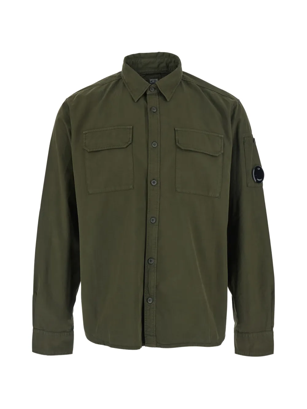 C.P. Company Gabardine long-sleeve lens-detail cotton shirt - Verde
