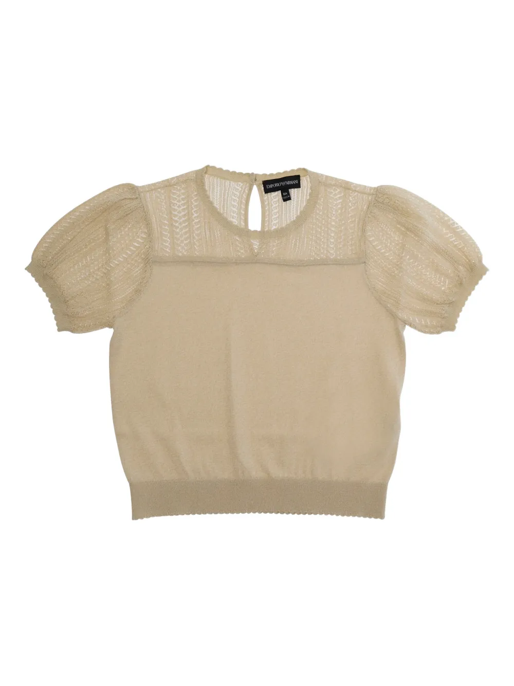 Emporio Armani Kids puff-sleeve knitted T-shirt - Toni neutri