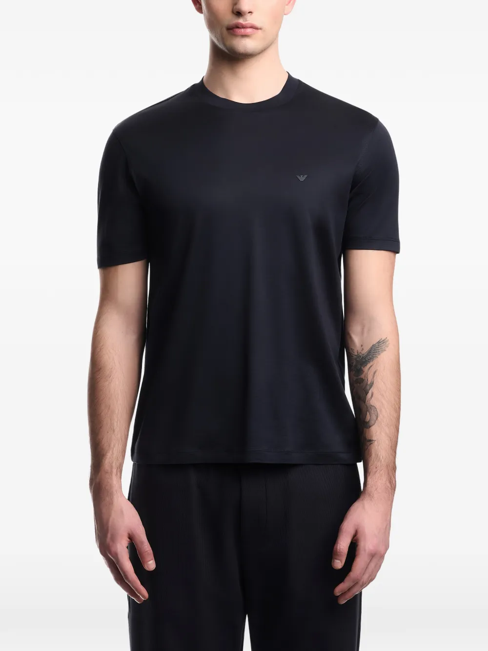 Emporio Armani T-shirt met geborduurd logo Blauw