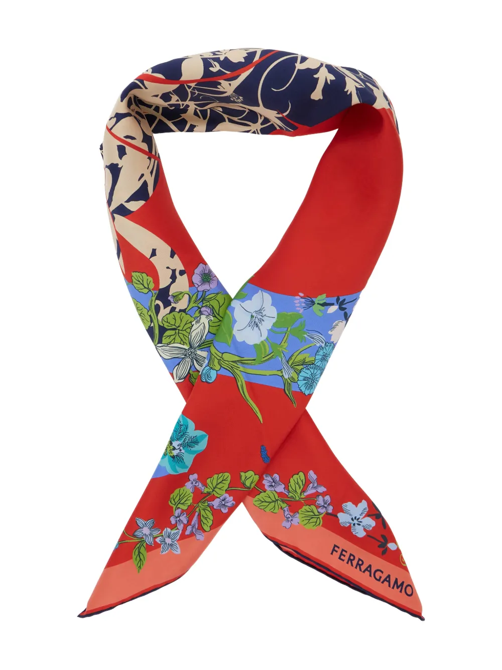 Ferragamo floral-print logo scarf - Rood