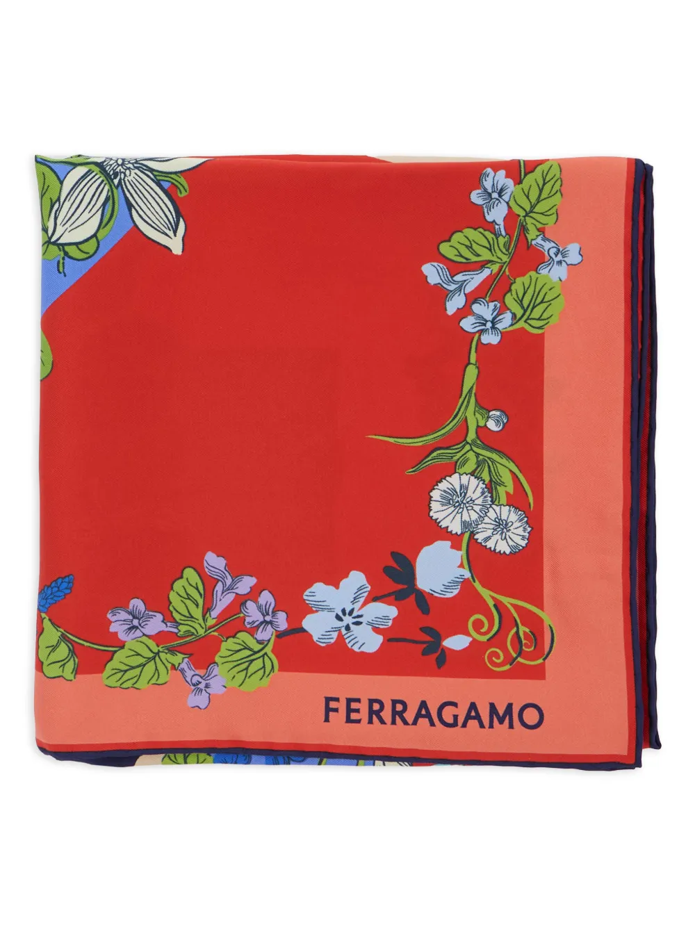 Ferragamo floral-print logo scarf - Rot