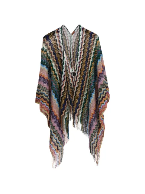 Missoni zigzag-pattern fringed poncho