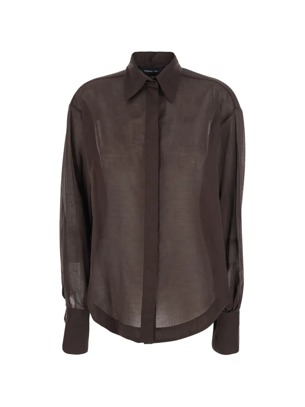 Federica Tosi semi-sheer long-sleeve shirt - Marrone