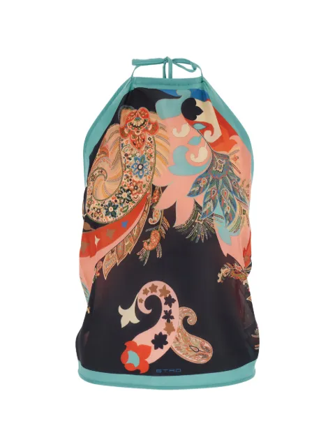 ETRO paisley knot-fastening halterneck top