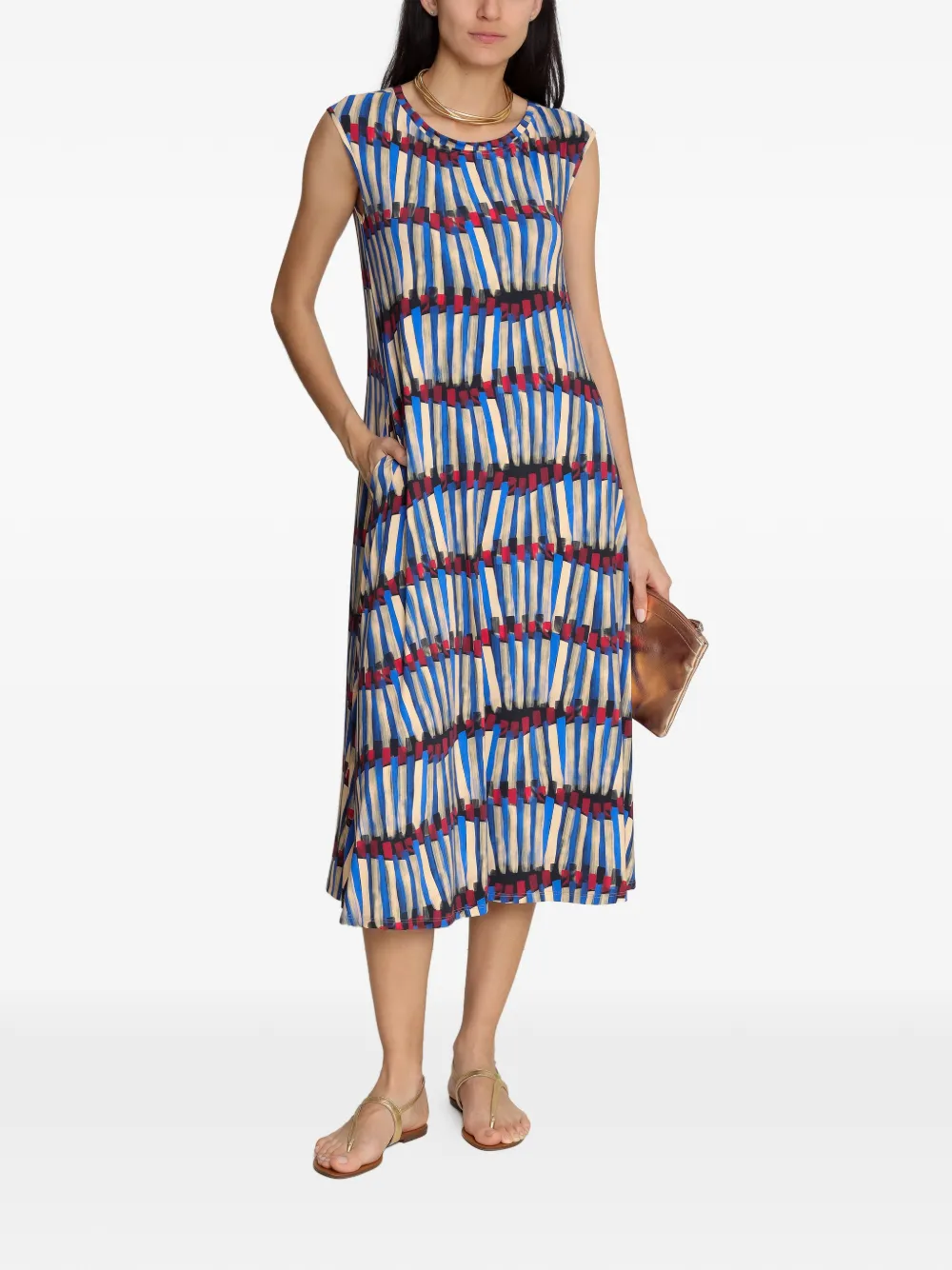 Lygia & Nanny Tiê midi-jurk met grafische print - Blauw