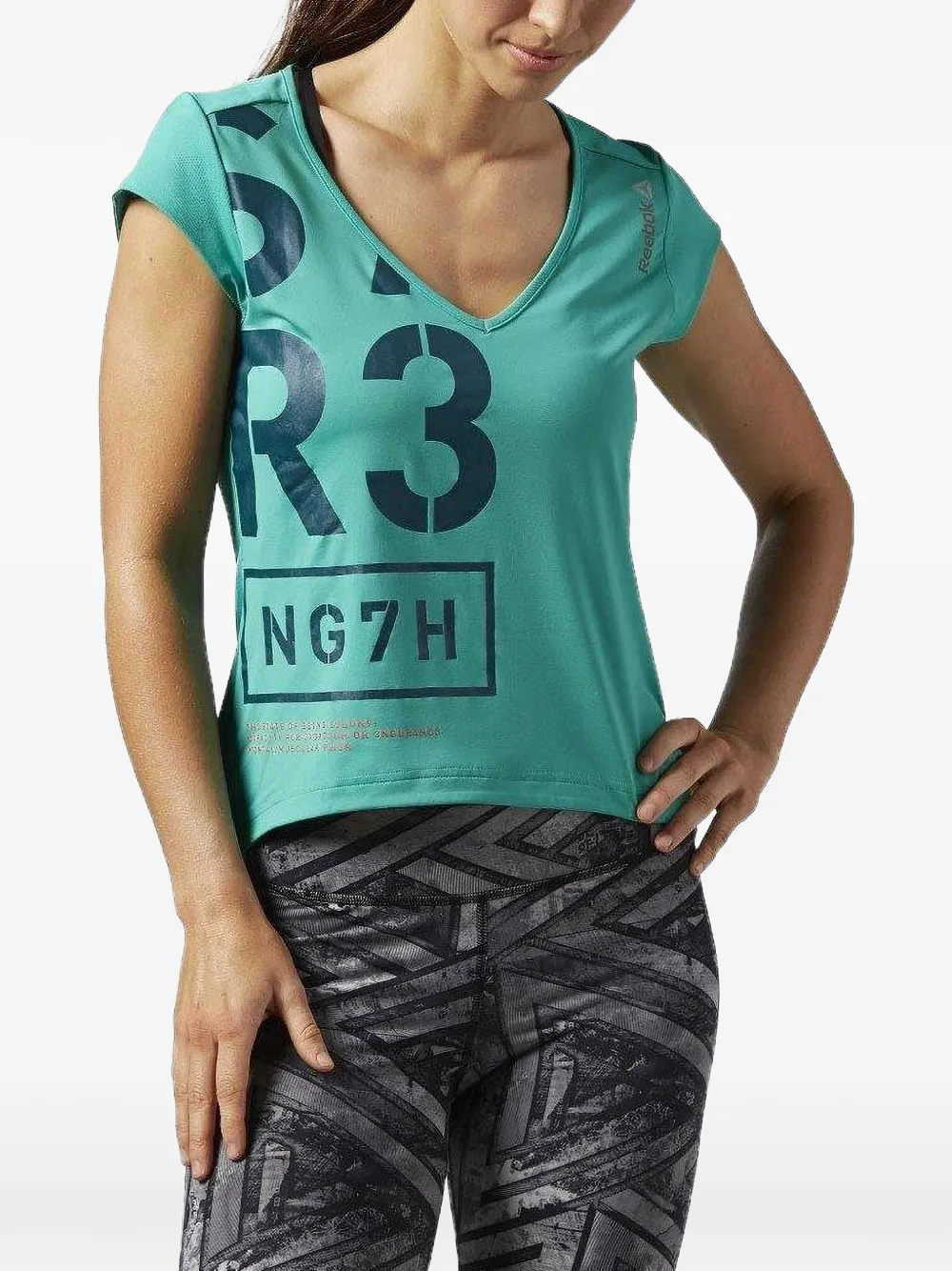 Reebok T-shirt One Series con scollo a V - Verde