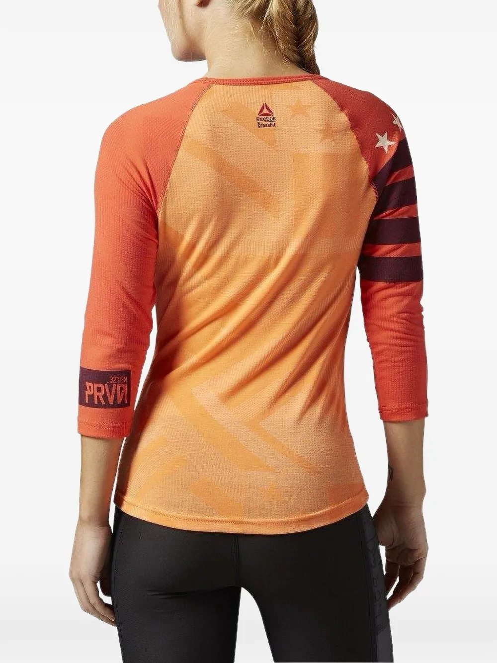  Reebok Striped V-neck T-shirt - Orange 