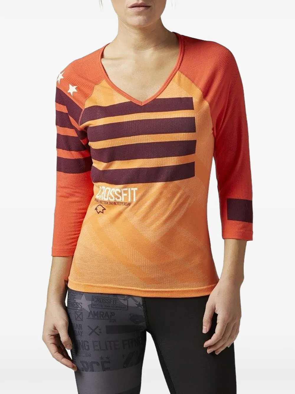 Reebok T-shirt con scollo a V - Arancione