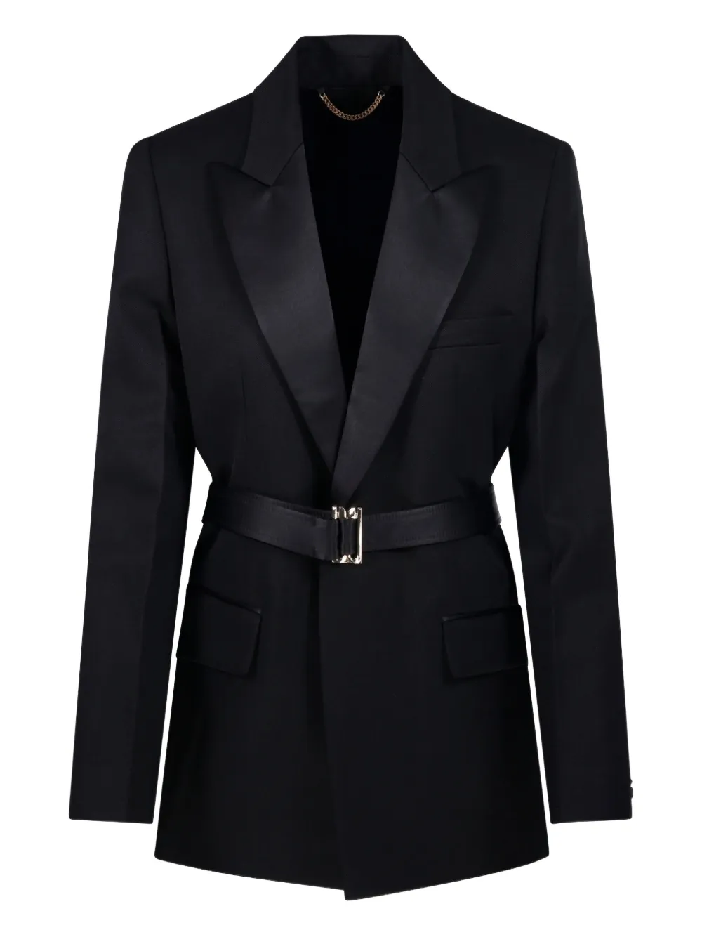 Victoria Beckham Belted Peaked-lapel Jacket In Black