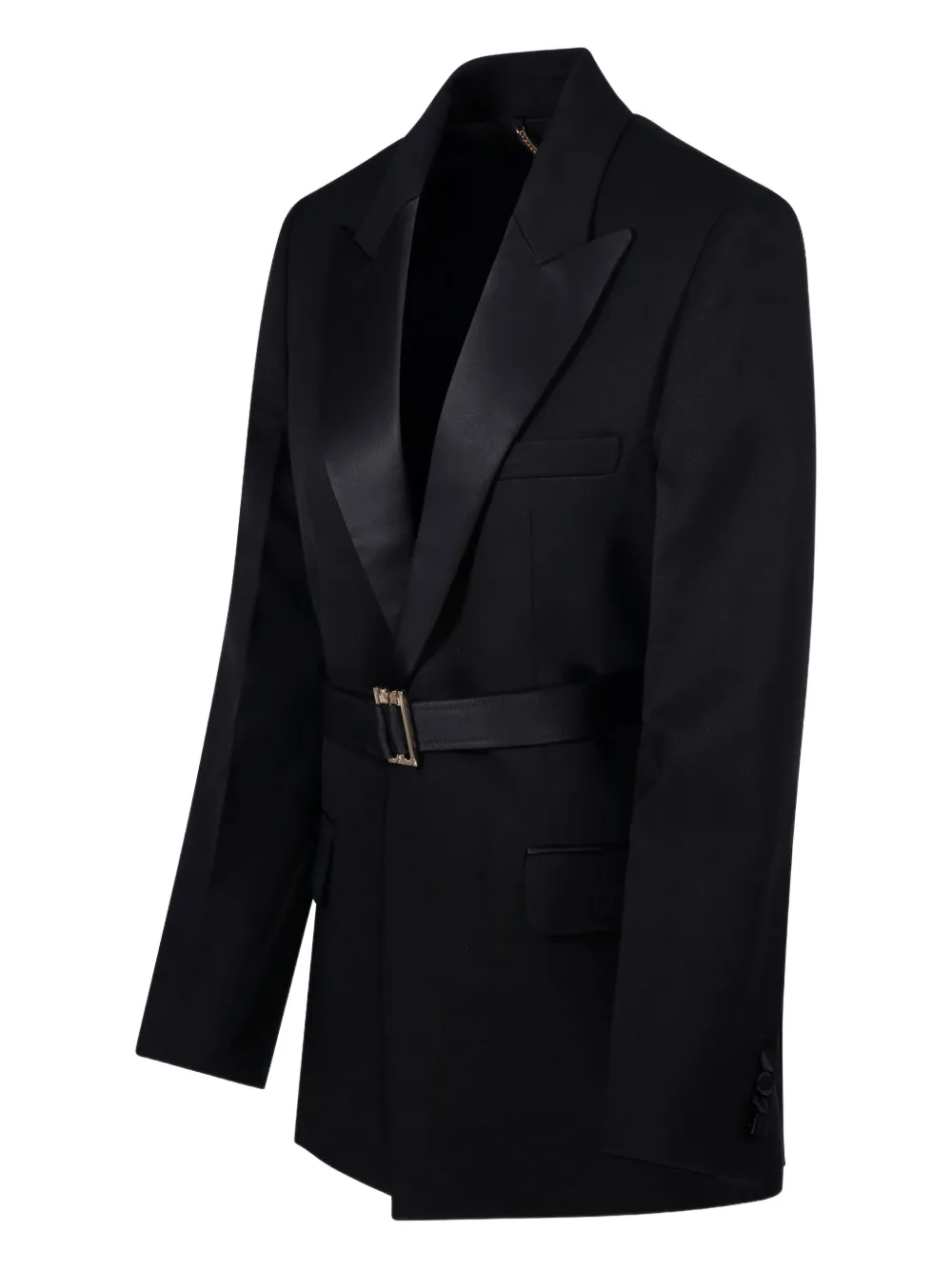 Victoria Beckham Belted Peaked-lapel Jacket In Black