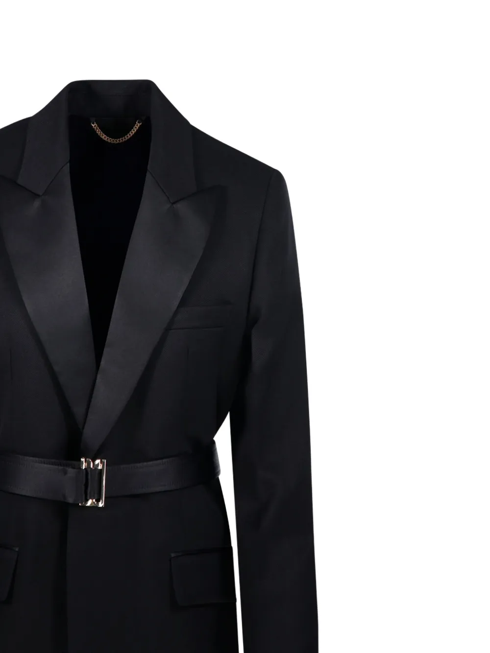 Victoria Beckham Belted Peaked-lapel Jacket In Black