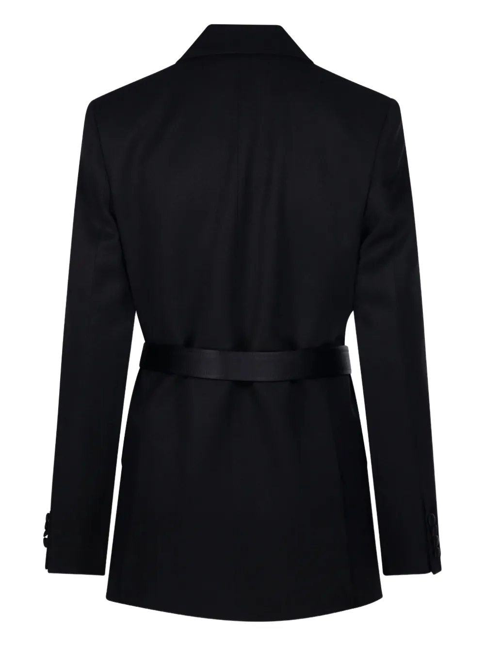 Victoria Beckham Belted Peaked-lapel Jacket In Black