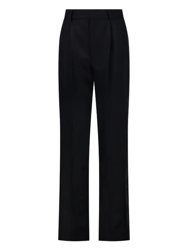 Victoria Beckham Pleated Straight Trousers in Black