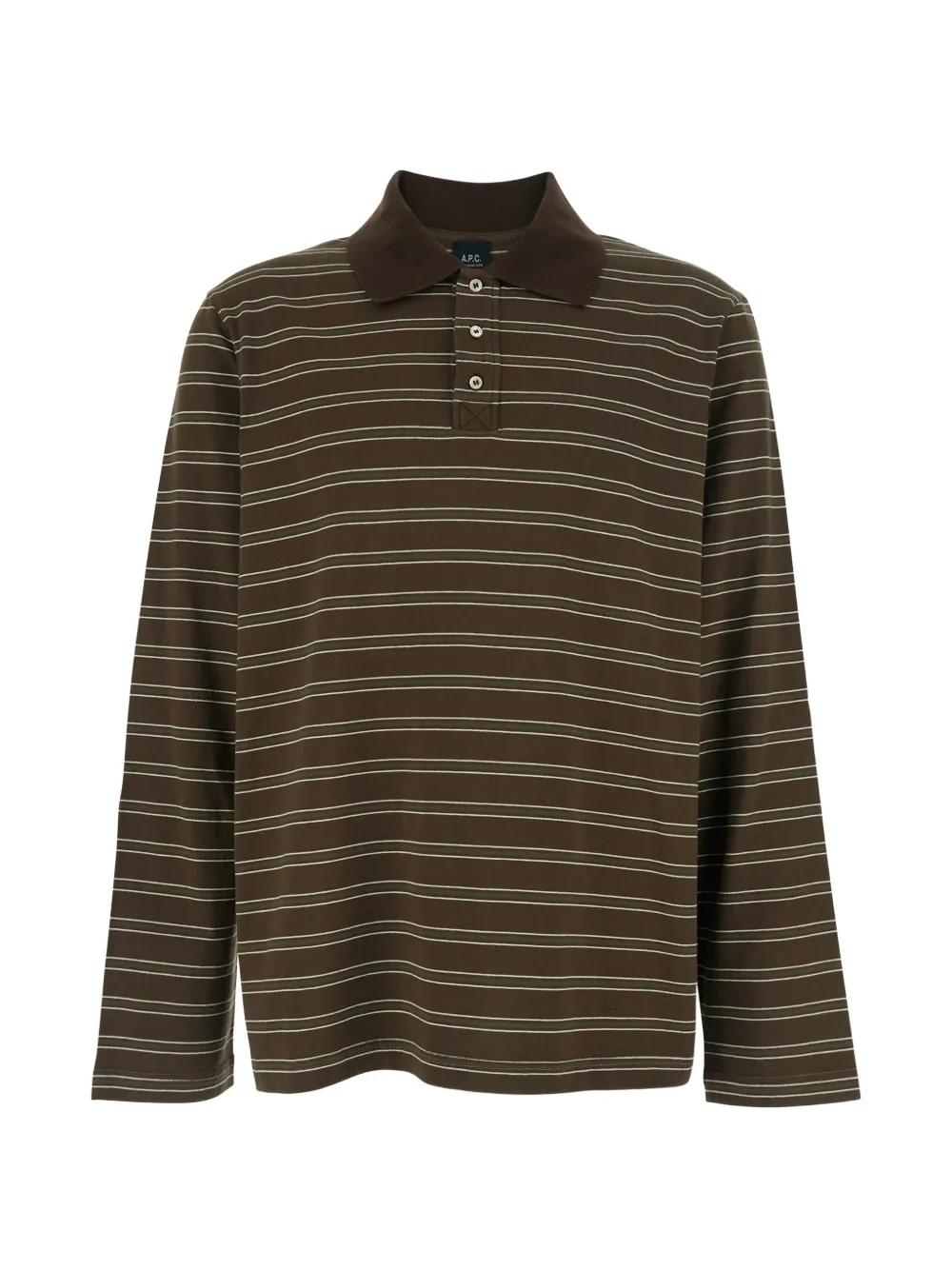 A.P.C. striped long-sleeve polo shirt - Braun