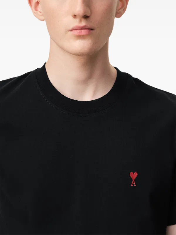 AMI Paris Ami De Coeur organic-cotton T-shirt | Black | FARFETCH IN