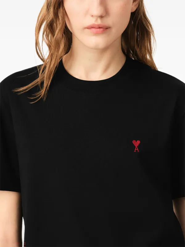 AMI Paris Black T-shirt In Cotton Jersey With Ami De Coeur | Black