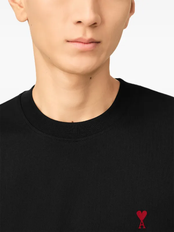 AMI Paris Black T-shirt In Cotton Jersey With Ami De Coeur | Black