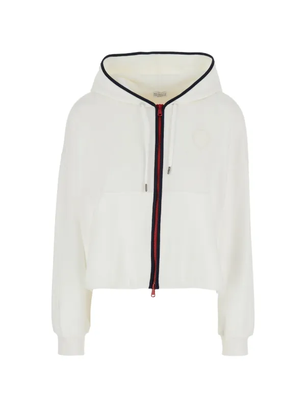 美品　BRUNELLO CUCINELLI ジップアップパーカー　M相当 Brunello Cucinelli ジップアップ パーカー | ホワイト | FARFETCH JP