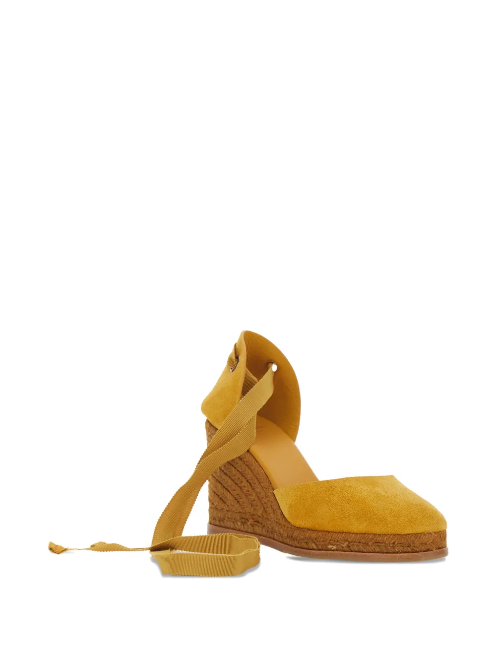 Castañer Camilla ribbon-tie wedged espadrilles Geel