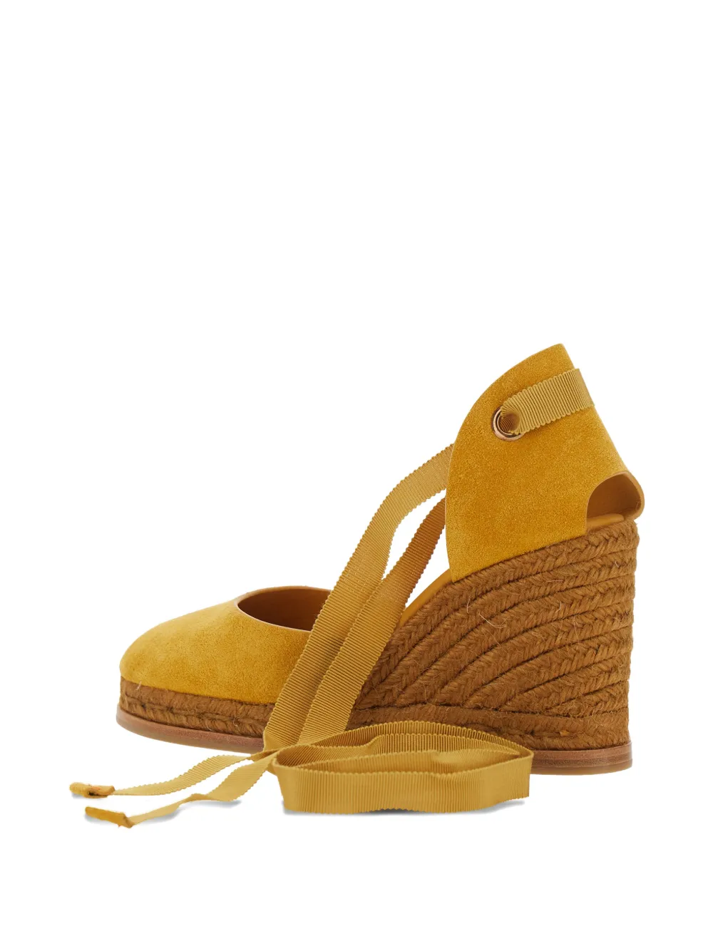 Castañer Camilla ribbon-tie wedged espadrilles Geel