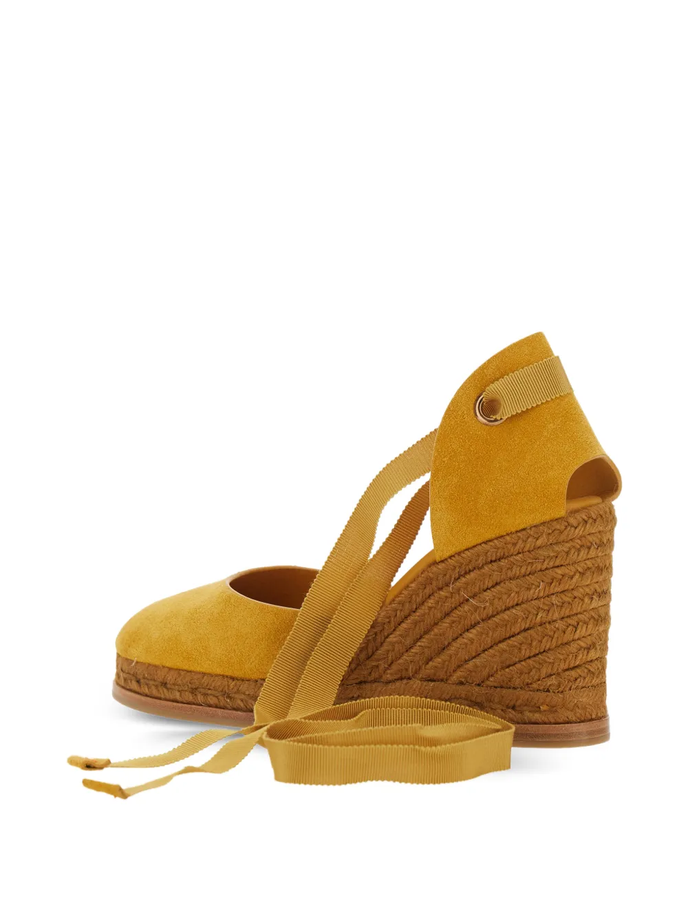 Castañer Camilla espadrilles met sleehak en lint Geel