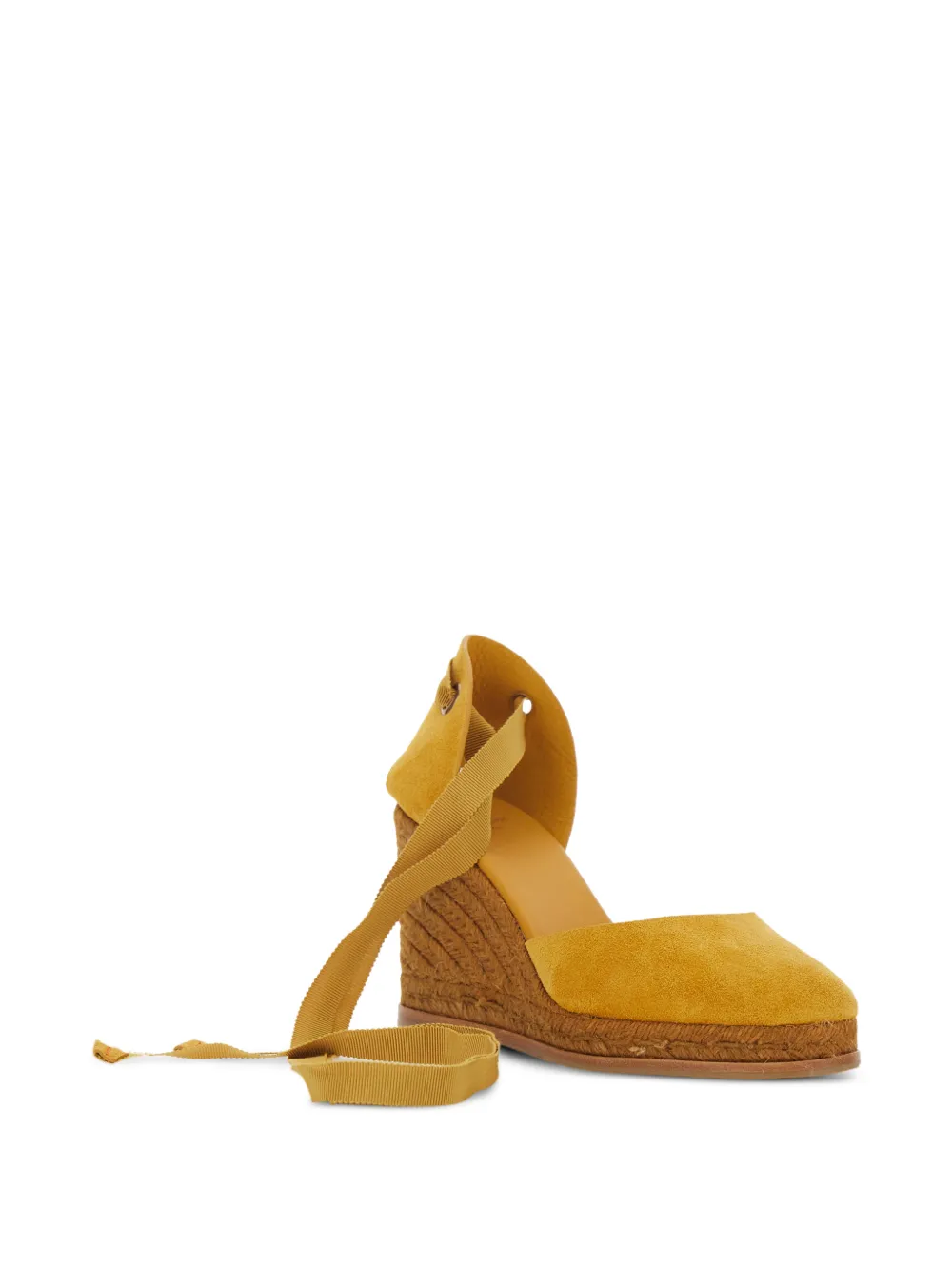 Castañer Camilla espadrilles met sleehak en lint Geel