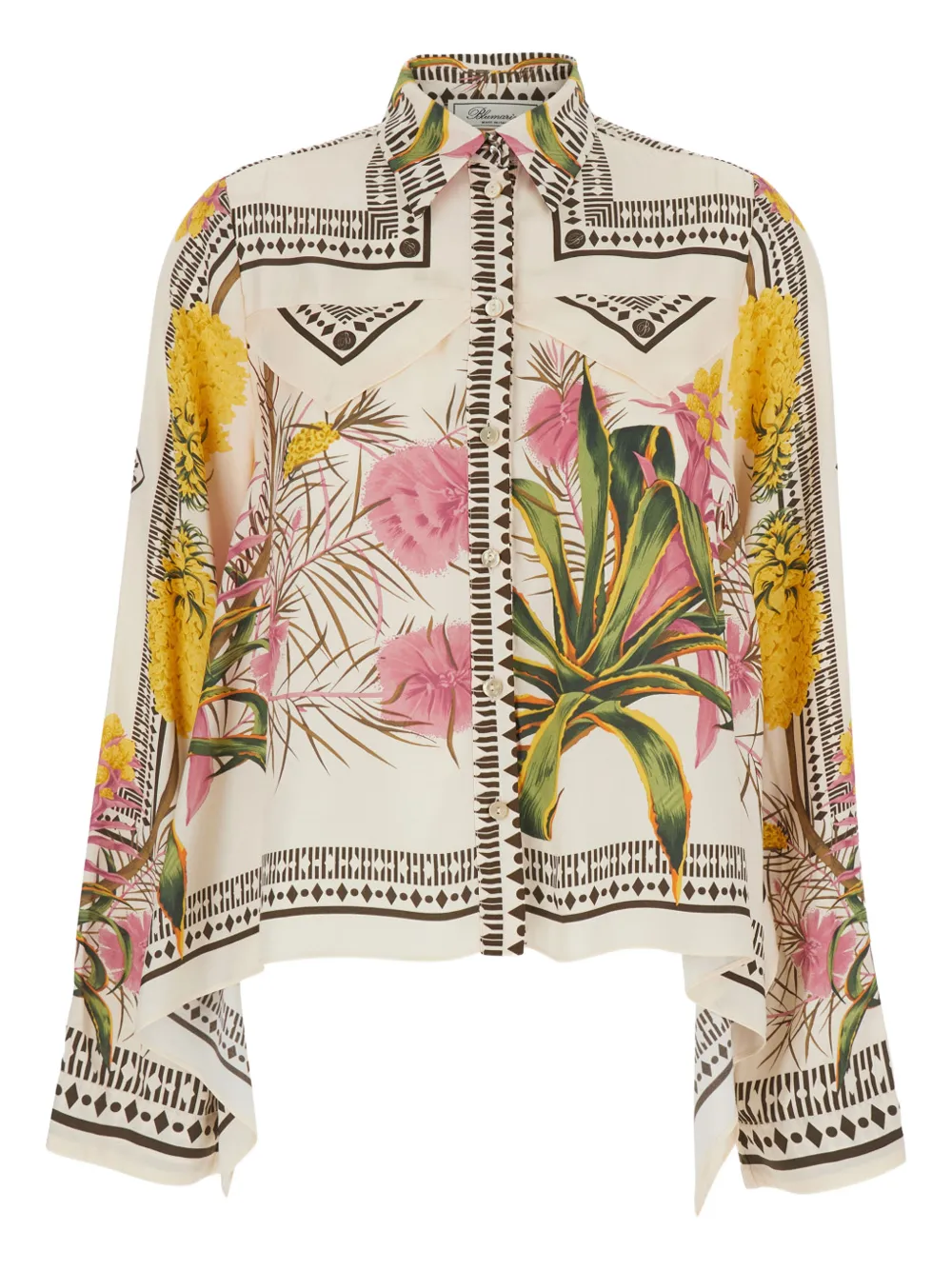 Blumarine floral print collared shirt - Neutrals