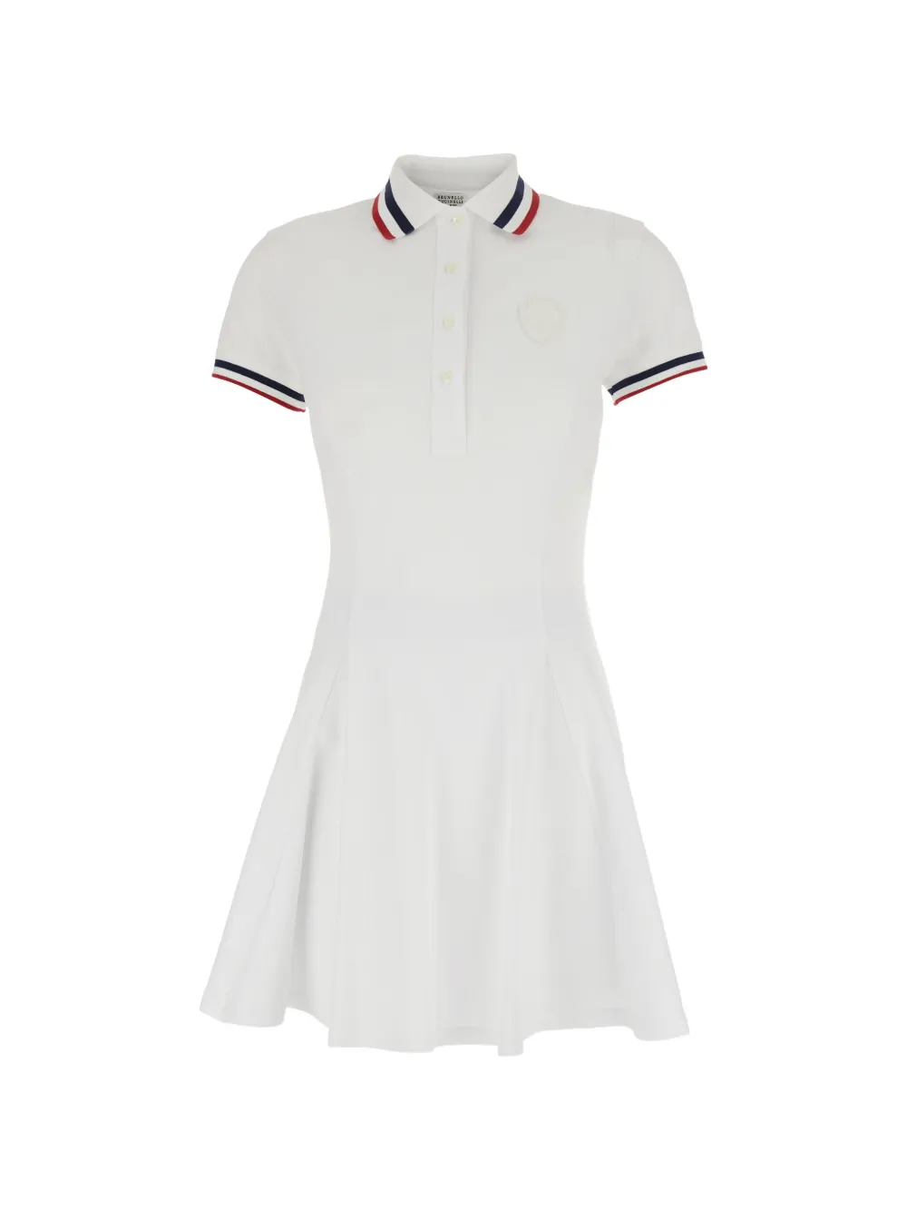 Brunello Cucinelli striped-trim A-line mini dress - Bianco