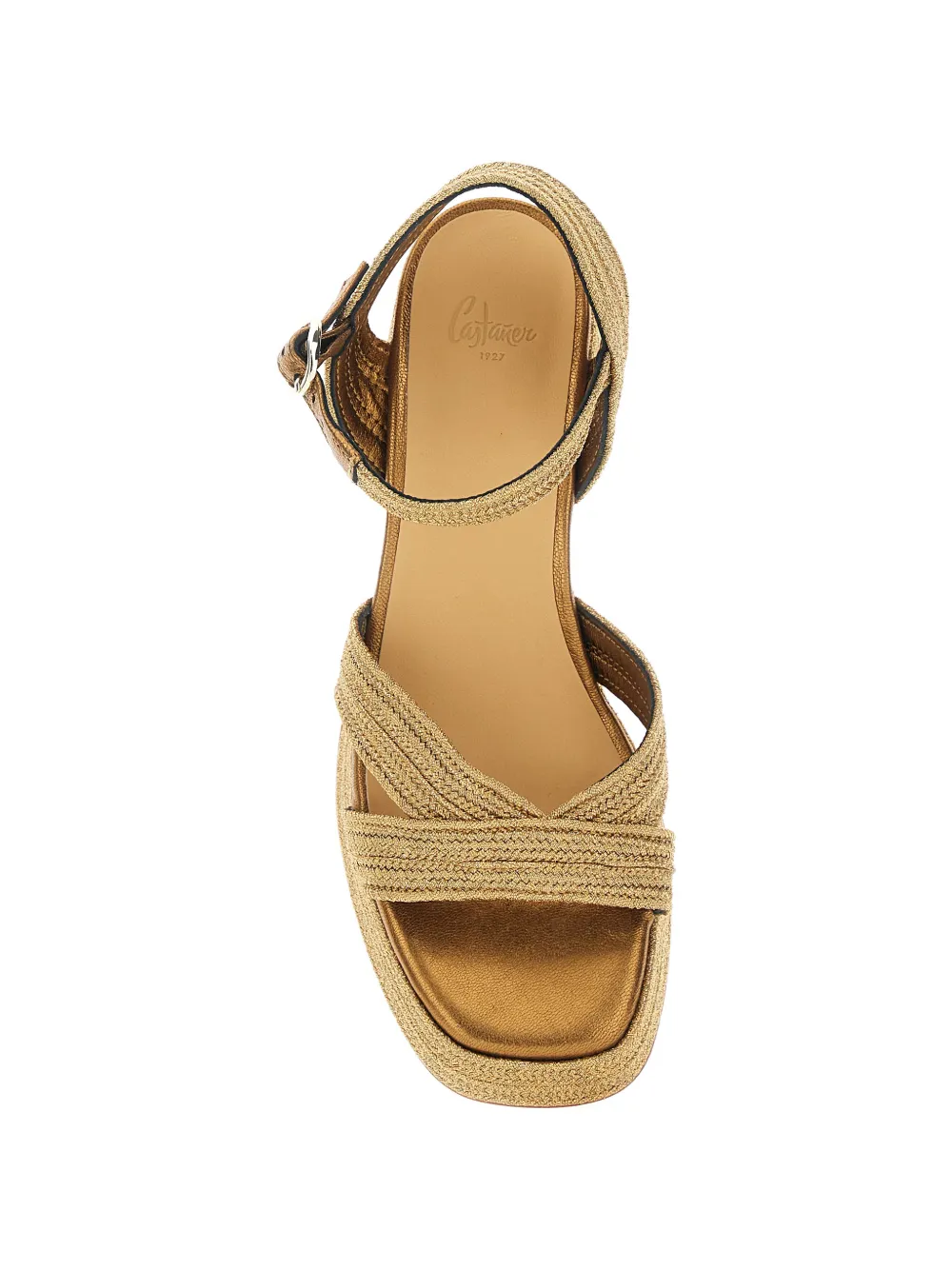 Castañer Vallita geweven sandalen met enkelbandje Goud