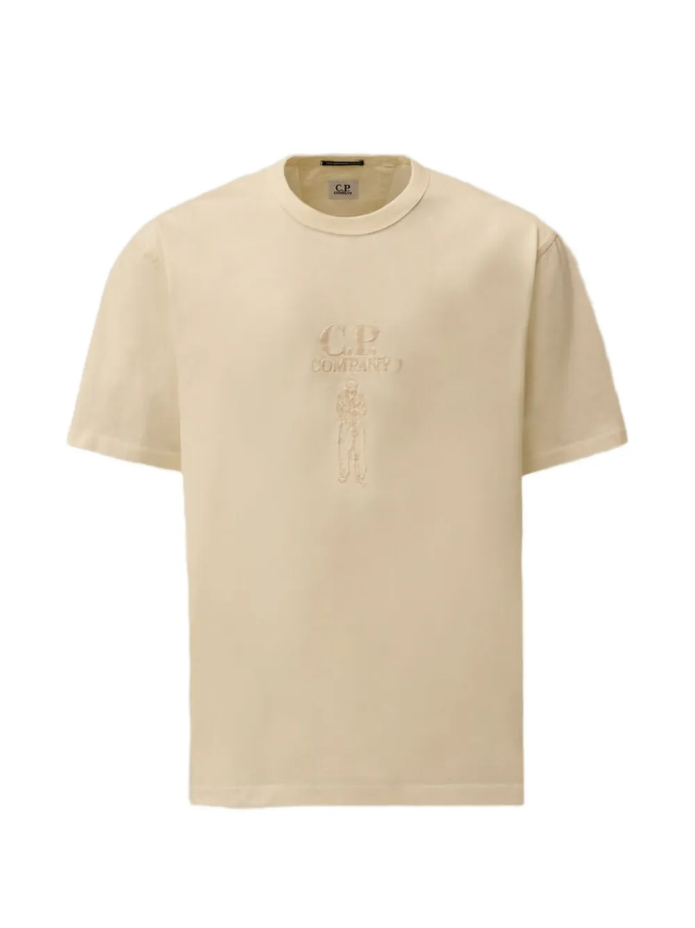 C.P. Company 30 2 gemerceriseerd jersey T-shirt met korte mouwen en logo Beige