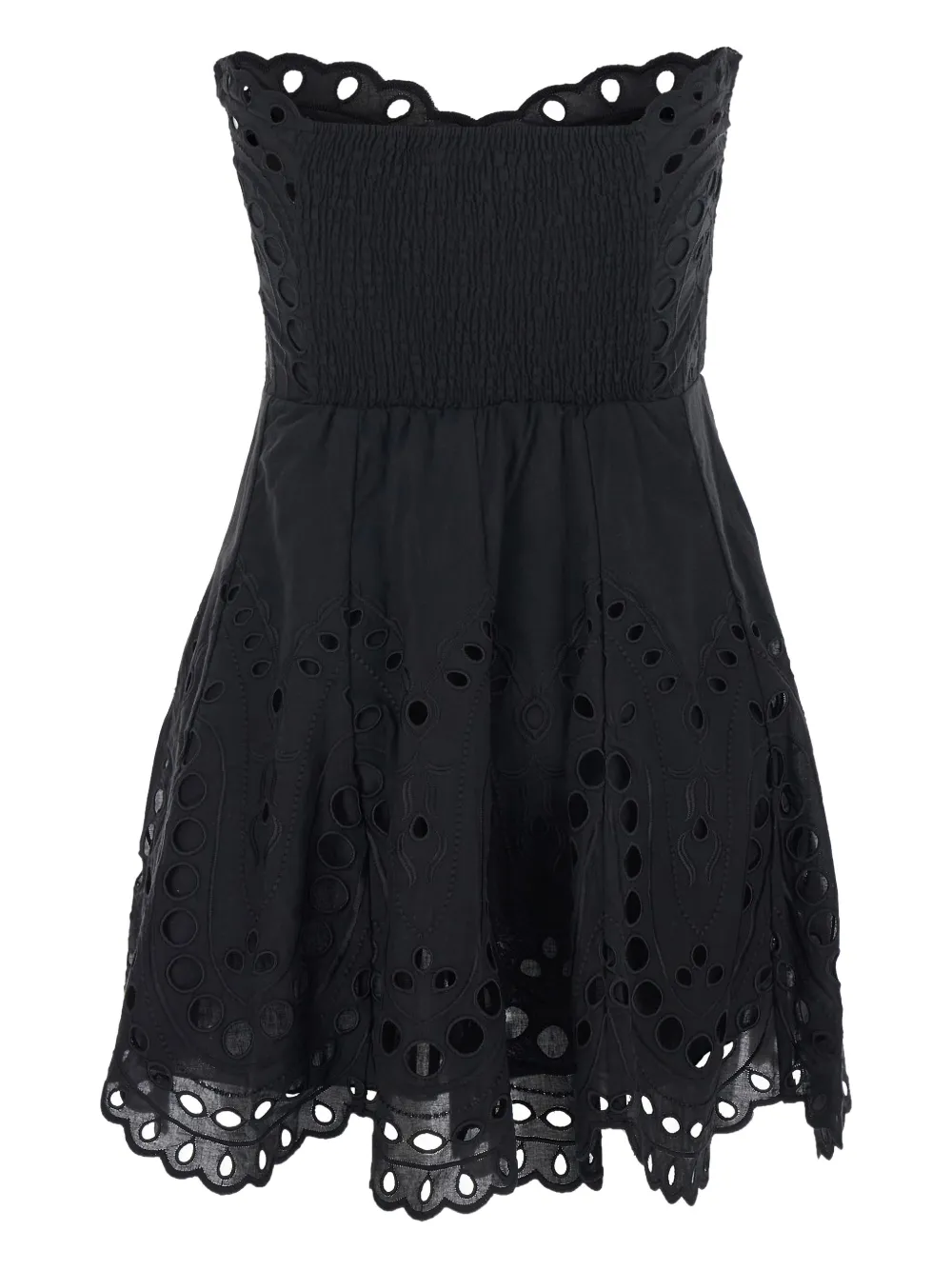 Charo Ruiz Ibiza embroidered shirred mini dress - Zwart