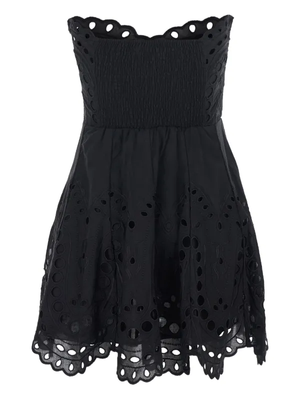 Charo Ruiz Ibiza Bail Broderie Mini Dress - Black