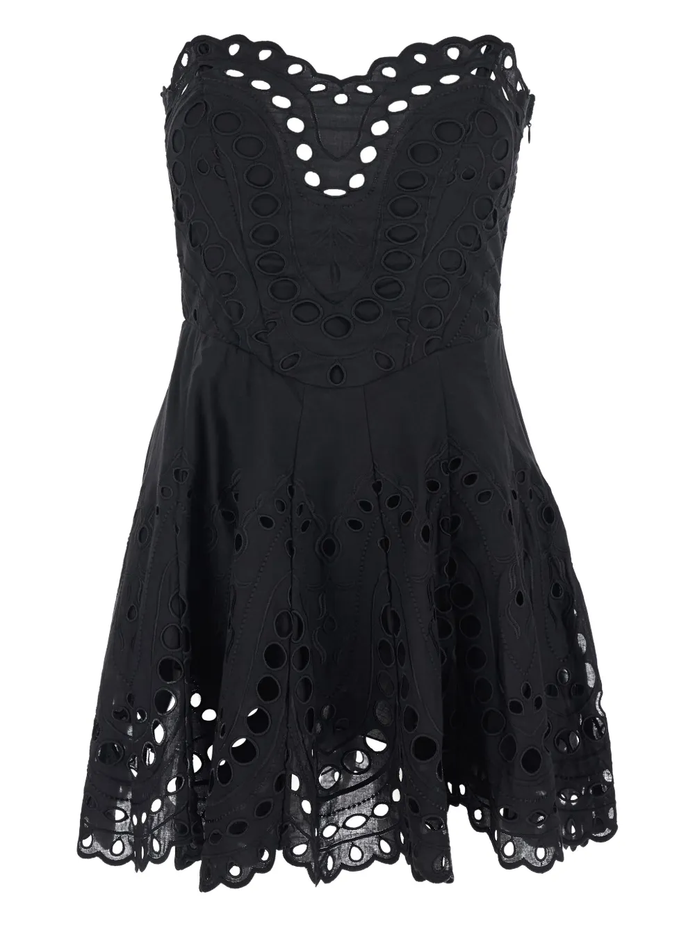 Charo Ruiz Ibiza embroidered shirred mini dress - Nero