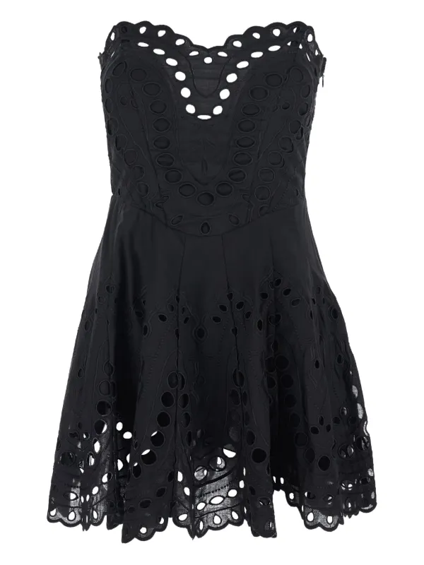 Charo Ruiz Ibiza Bail Broderie Mini Dress - Black