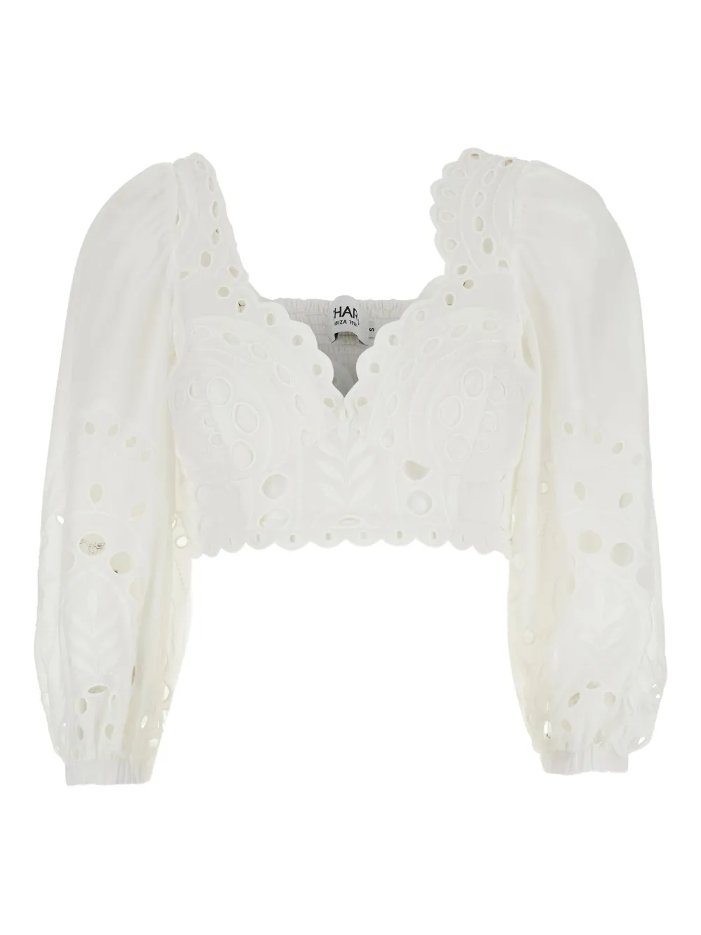 Charo Ruiz Ibiza eyelet detail crop blouse - Bianco