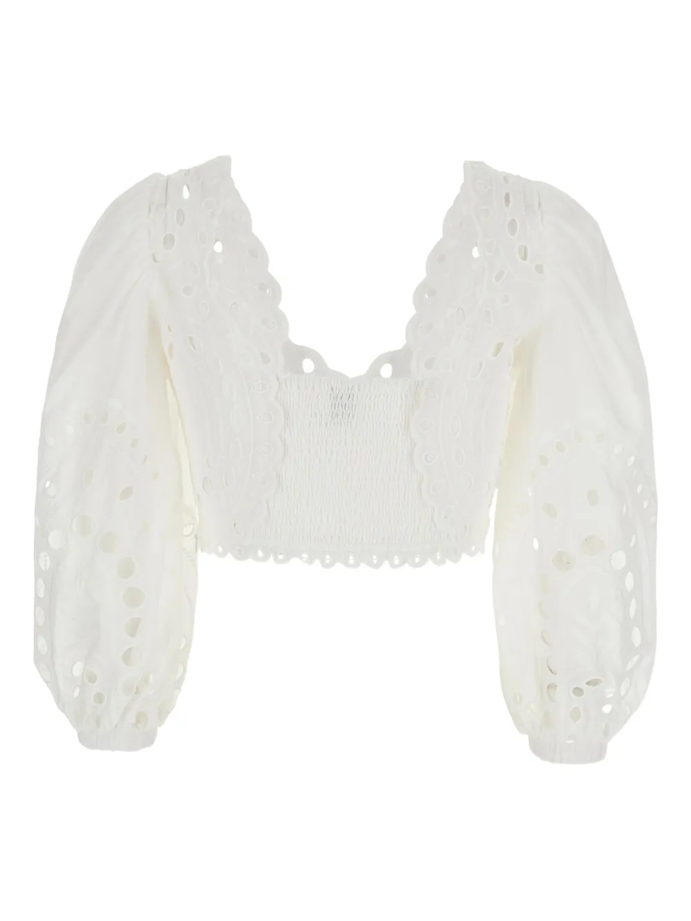 Charo Ruiz Ibiza eyelet detail crop blouse - Wit