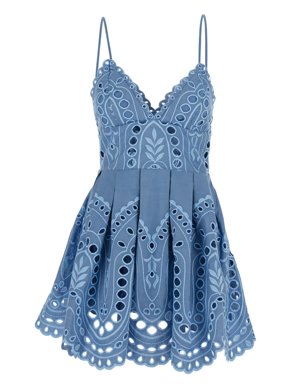 Charo Ruiz Ibiza eyelet-design V-neck mini dress - Blu