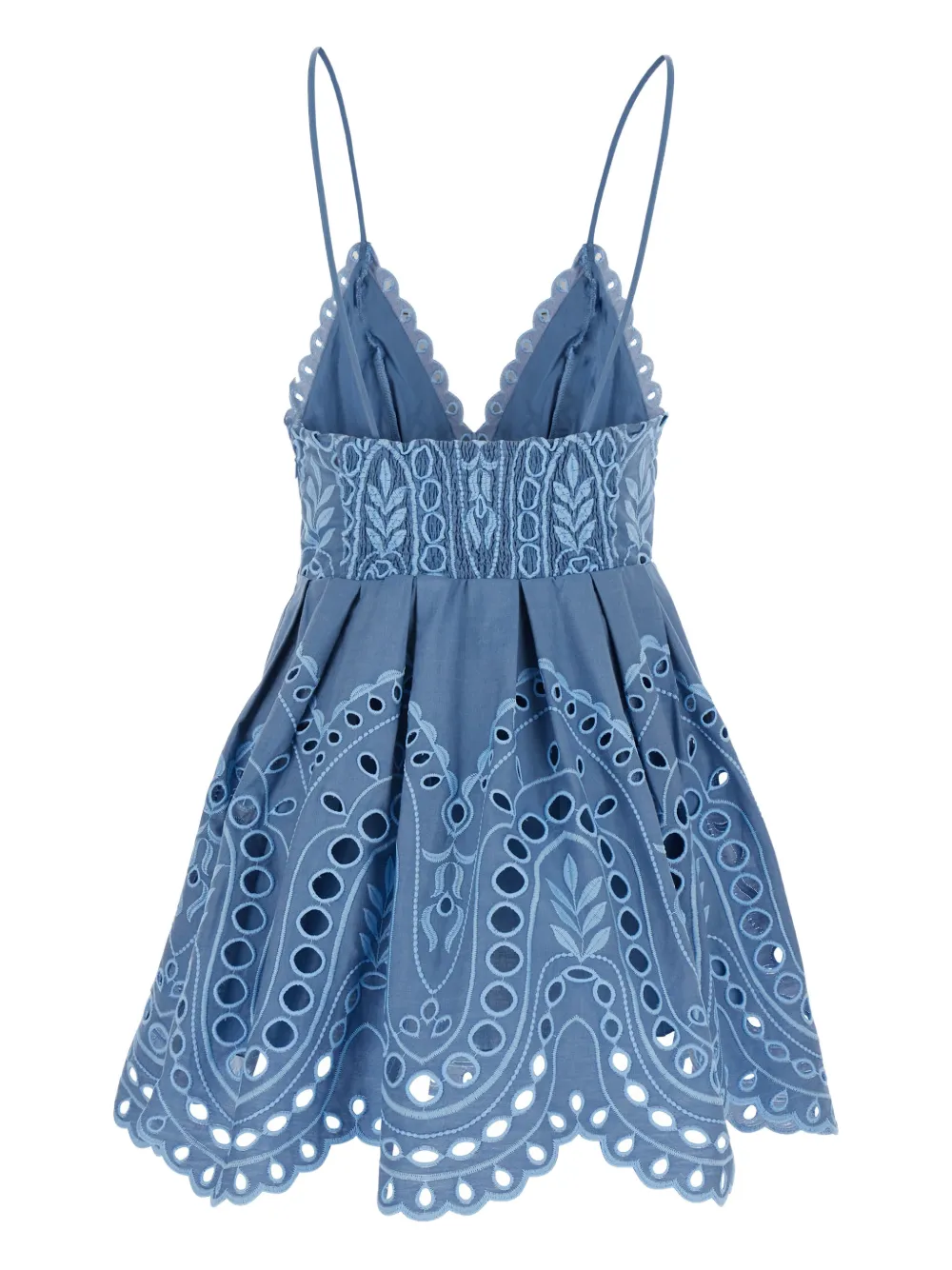 Charo Ruiz Ibiza eyelet-design V-neck mini dress - Blauw