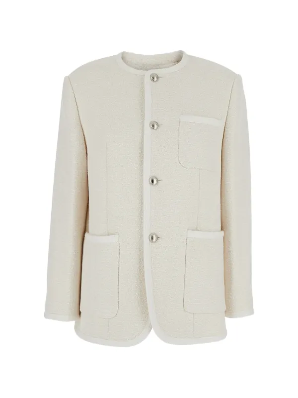 DUNST Collarless Tweed Jacket | Neutrals | FARFETCH GE