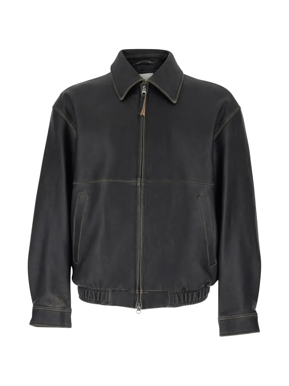 DUNST zip-up leather jacket - Schwarz