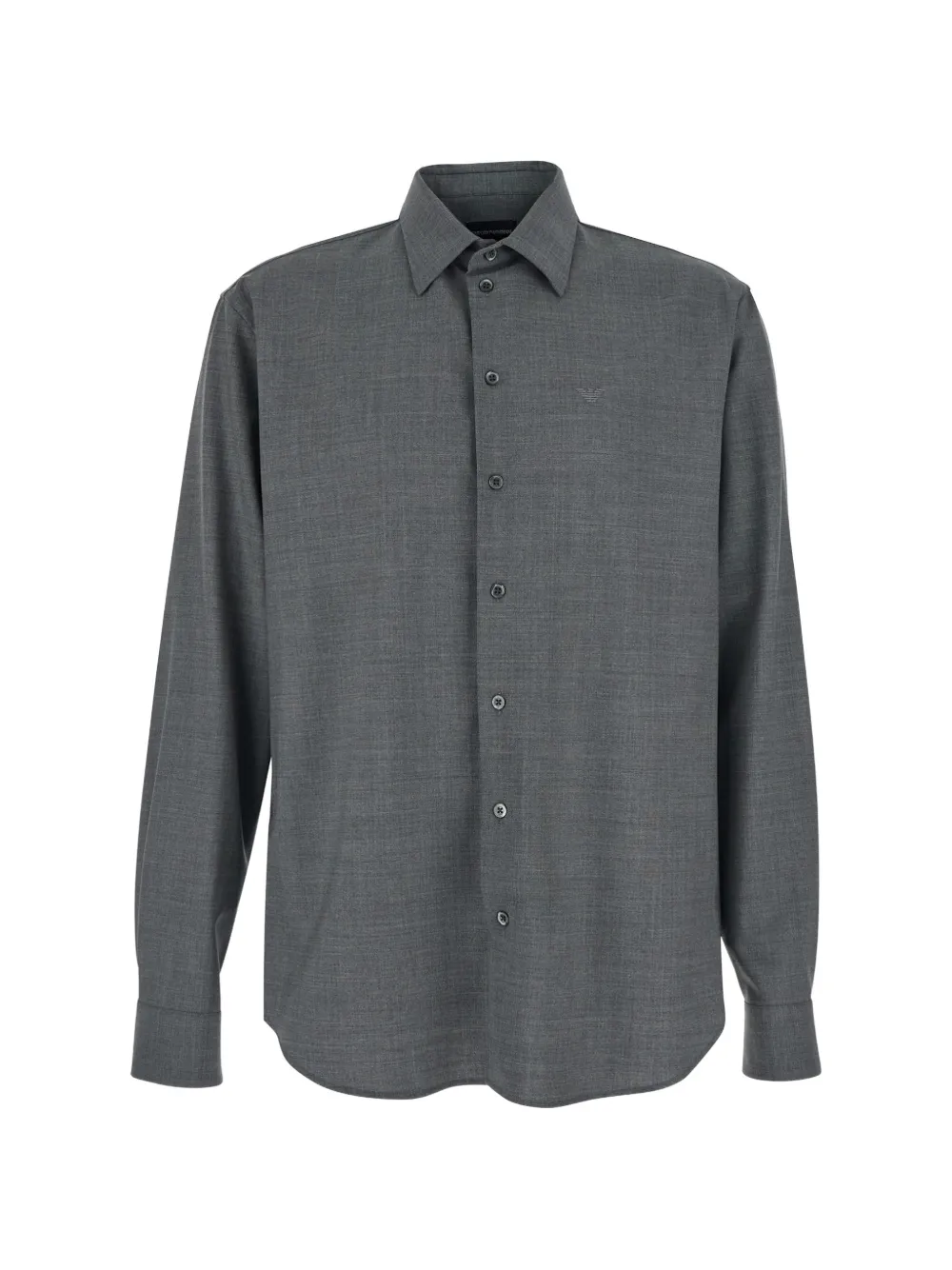 Emporio Armani logo-embroidered wool shirt - Grigio