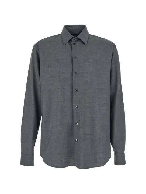 Emporio Armani logo-embroidered wool shirt