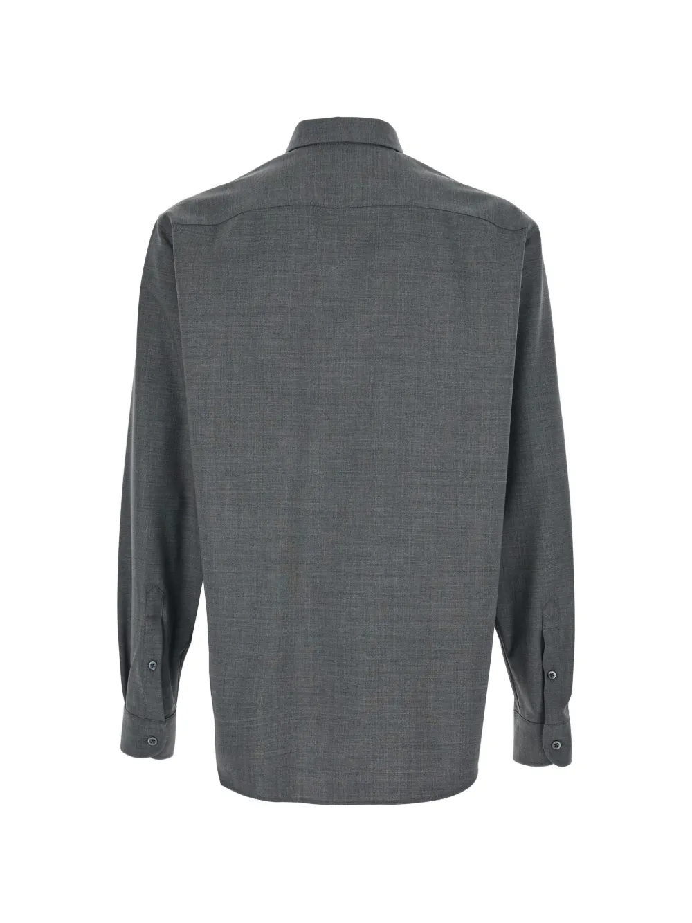 Emporio Armani Wollen overhemd met geborduurd logo Grijs