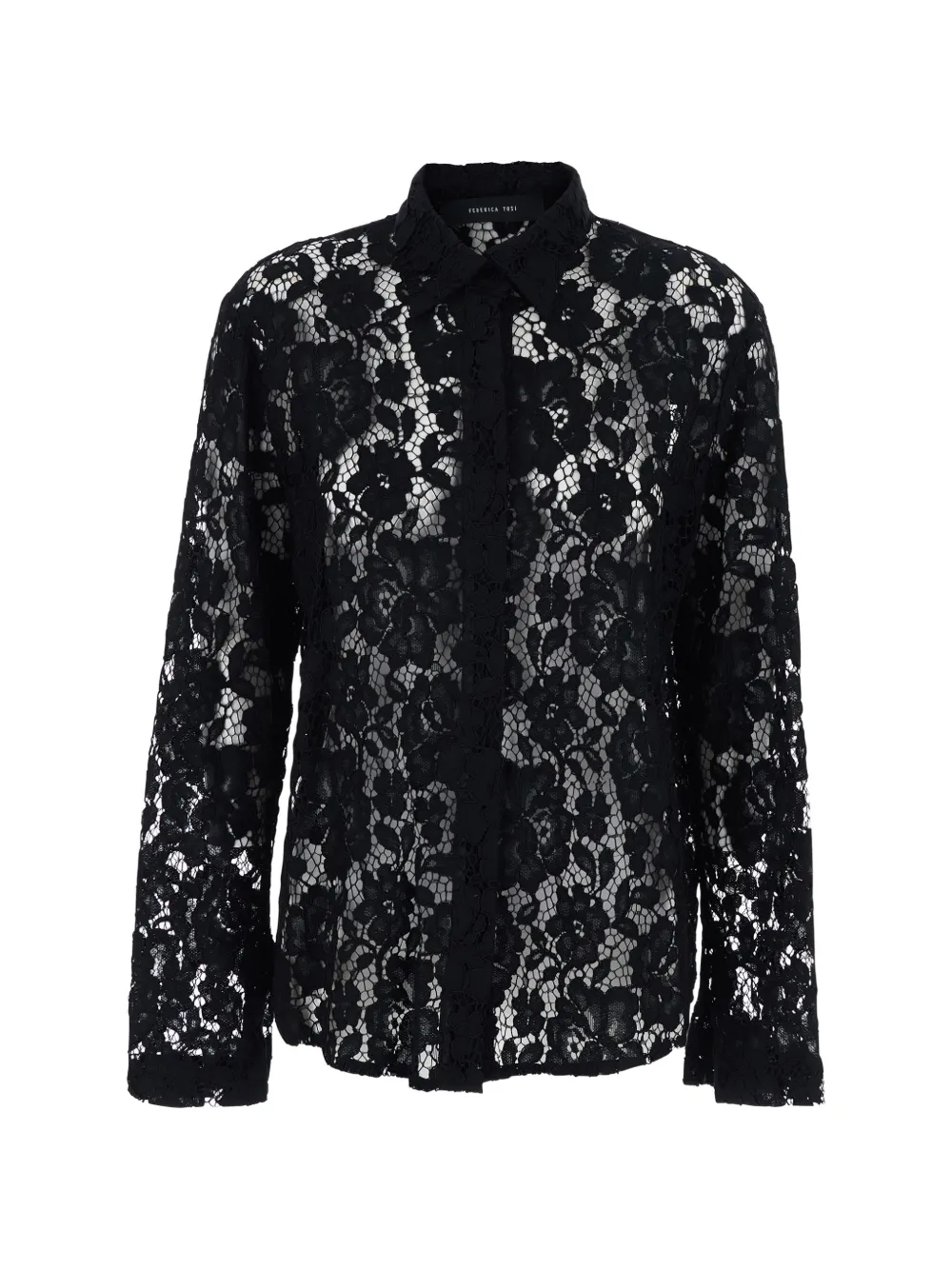 Federica Tosi floral lace shirt - Nero