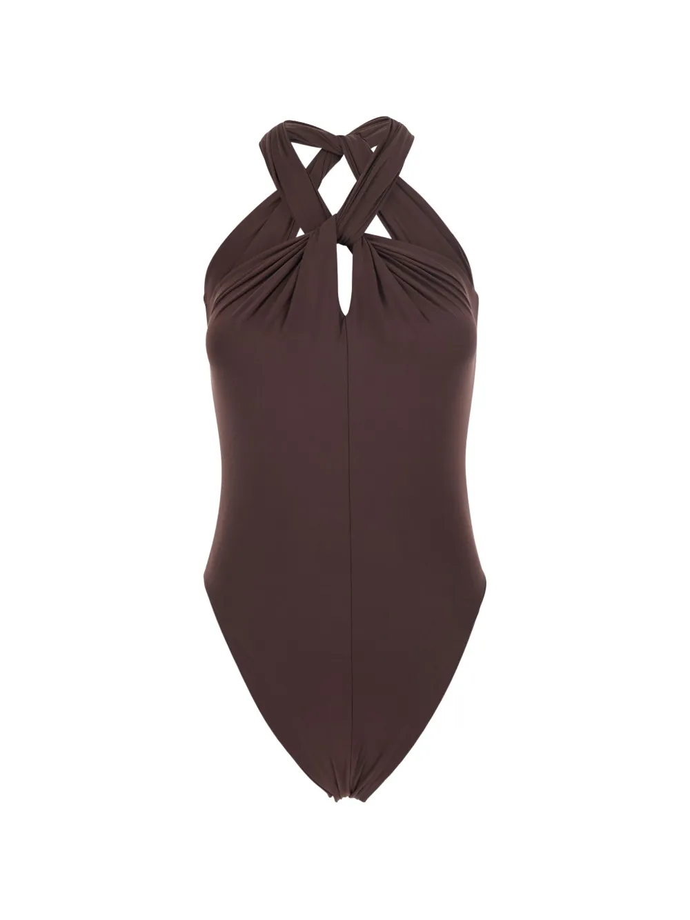 Federica Tosi halterneck twist-detail swimsuit - Marrone