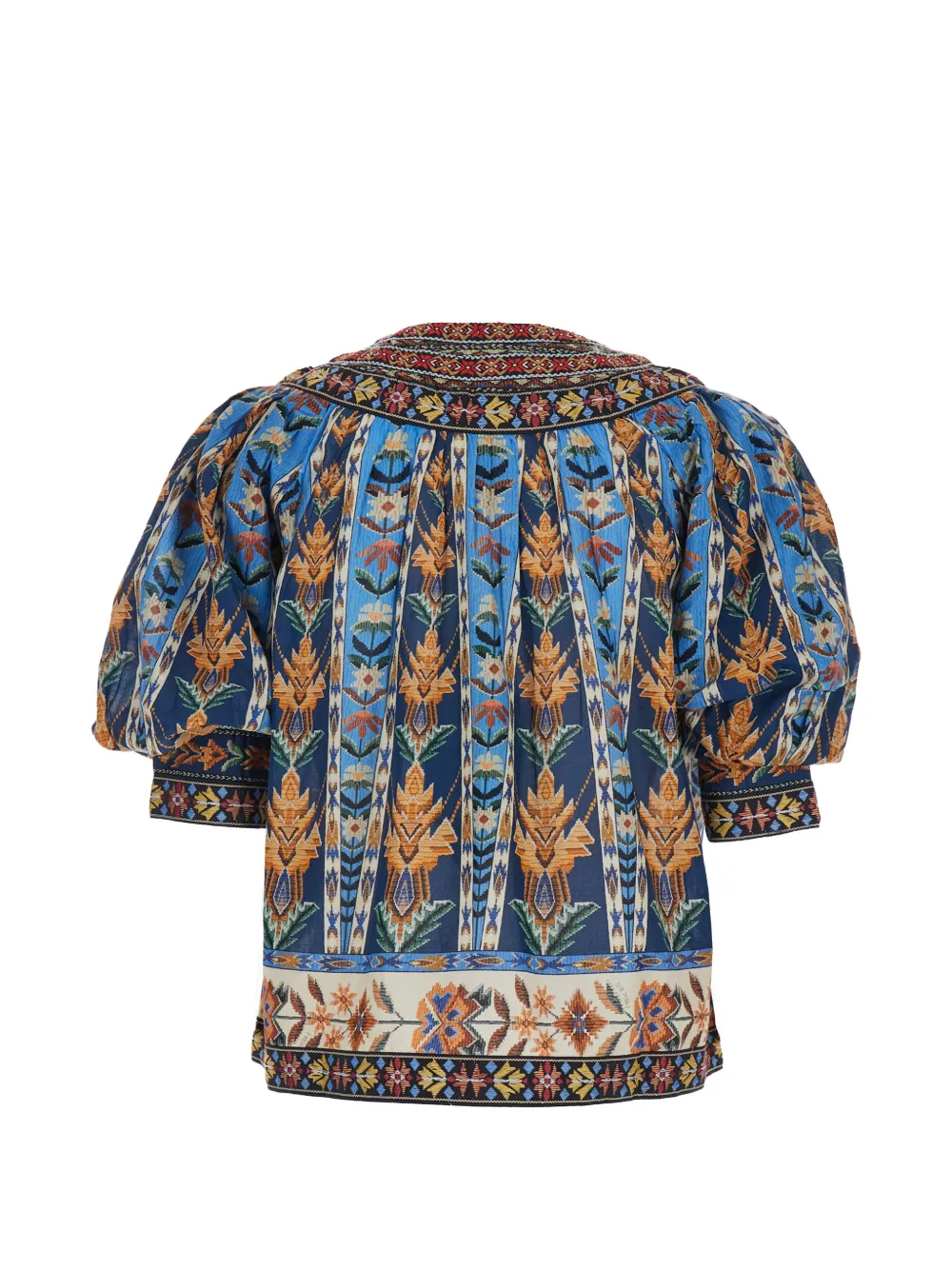  Farm Rio Tassel Printed Top - Blue 