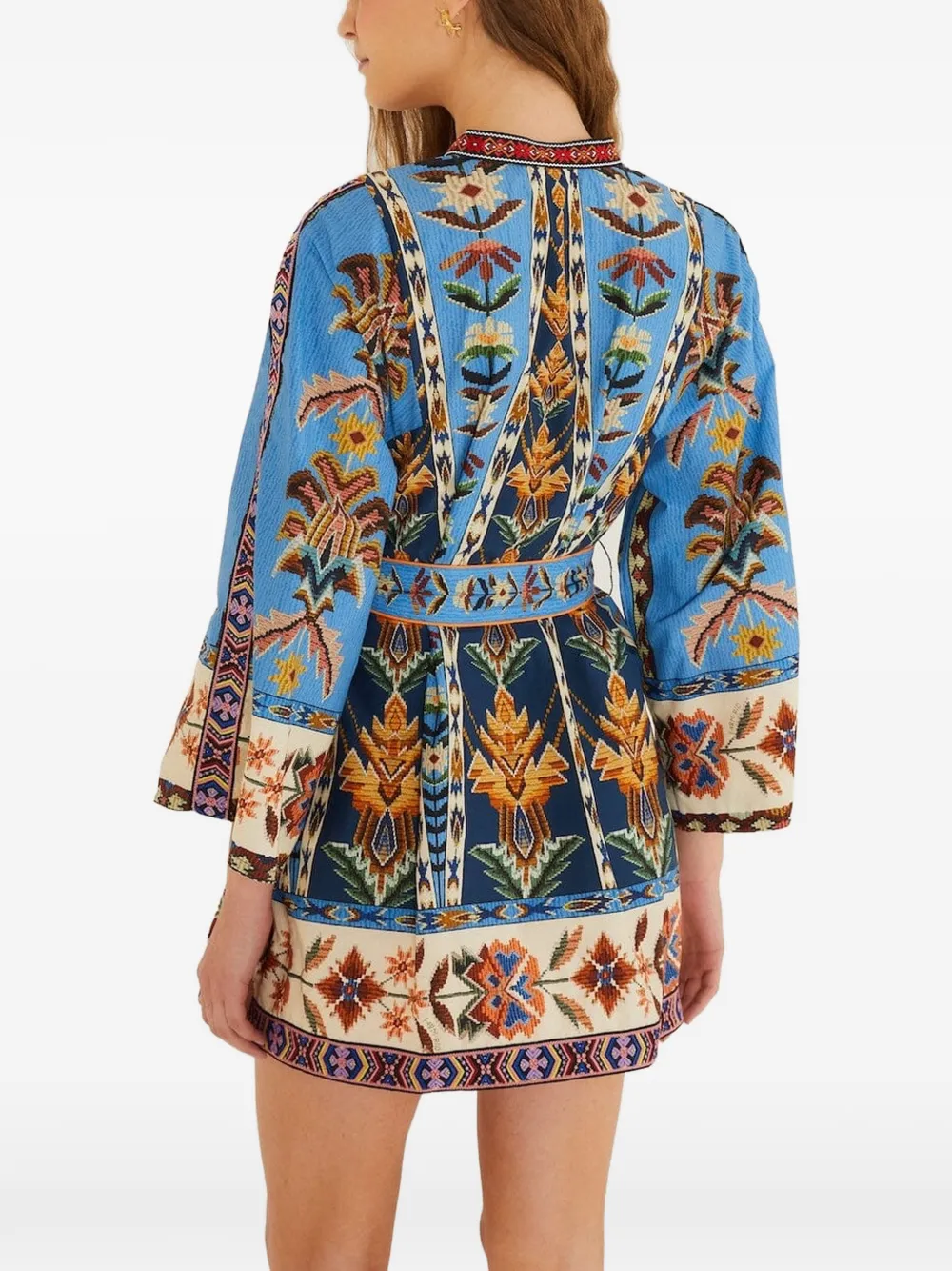 FARM Rio Mini-jurk met V-hals en borduurwerk Blauw